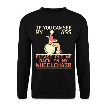 Amputation Überlebende Behinderten Rollstuhlkostüm - Unisex Pullover - Schwarz - Vorne - Alina (178cm) & Michal (187cm)