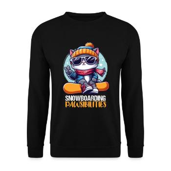 Lustige Snowboard Katze mit Sonnenbrille Apparel - Unisex Pullover - Schwarz - Vorne - Alina (178cm) & Michal (187cm)