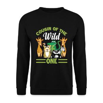 Cousin du Zoo Sauvage Anniversaire Safari Jungle - Sweat-shirt Unisexe - noir - Devant - Alina (178cm) & Michal (187cm)