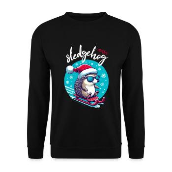 Hérisson de Noël drôle sur traîneau dans la neige - Sweat-shirt Unisexe - noir - Devant - Alina (178cm) & Michal (187cm)
