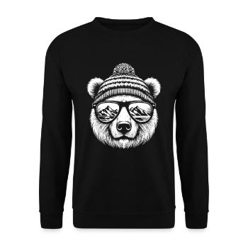 Drôle D’ours Avec Casquette De Ski Snowboard Neige Hiver - Sweat-shirt Unisexe - noir - Devant - Alina (178cm) & Michal (187cm)