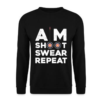 Aim Shoot Swear Repeat - Unisex Sweatshirt - black - Front - Alina (178cm) & Michal (187cm)