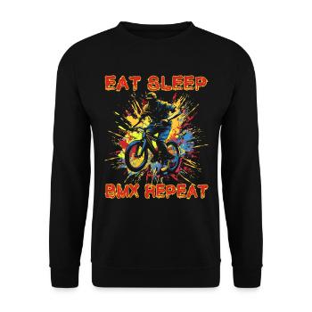 Eat Sleep Bmx Repeat Bicycle Racer - Unisex Pullover - Schwarz - Vorne - Alina (178cm) & Michal (187cm)