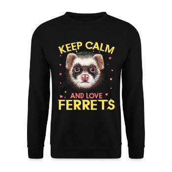 Frettchen - Unisex Pullover - Schwarz - Vorne - Alina (178cm) & Michal (187cm)
