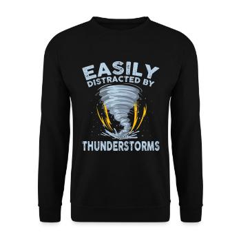 Easily distracted by thunderstorms - Unisex Sweatshirt - black - Front - Alina (178cm) & Michal (187cm)