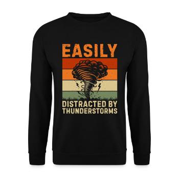 Easily distracted by thunderstorms - Unisex Sweatshirt - black - Front - Alina (178cm) & Michal (187cm)