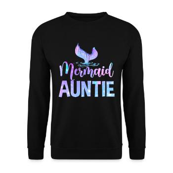 Meerjungfrau Tante Lustige Tante Frauen - Unisex Pullover - Schwarz - Vorne - Alina (178cm) & Michal (187cm)