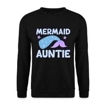 Meerjungfrau Tante Lustige Tante Frauen - Unisex Pullover - Schwarz - Vorne - Alina (178cm) & Michal (187cm)
