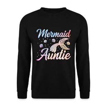 Meerjungfrau Tante Lustige Tante Frauen - Unisex Pullover - Schwarz - Vorne - Alina (178cm) & Michal (187cm)