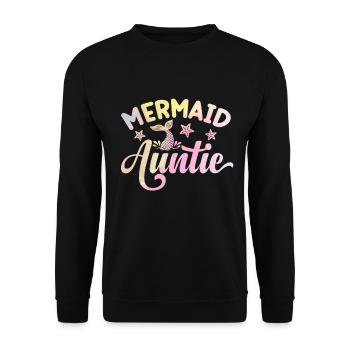 Meerjungfrau Tante Lustige Tante Frauen - Unisex Pullover - Schwarz - Vorne - Alina (178cm) & Michal (187cm)