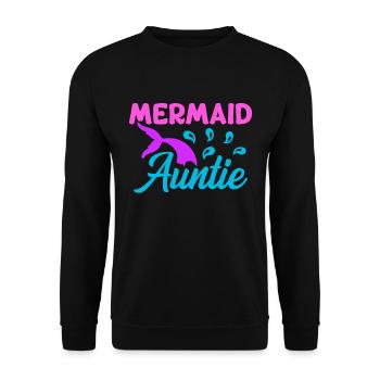 Meerjungfrau Tante Lustige Tante Frauen - Unisex Pullover - Schwarz - Vorne - Alina (178cm) & Michal (187cm)