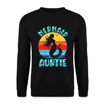 Meerjungfrau Tante Lustige Tante Frauen - Unisex Pullover - Schwarz - Vorne - Alina (178cm) & Michal (187cm)