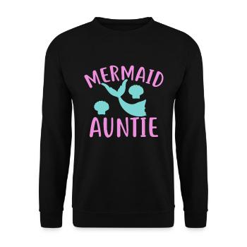 Meerjungfrau Tante Lustige Tante Frauen - Unisex Pullover - Schwarz - Vorne - Alina (178cm) & Michal (187cm)