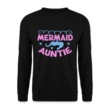 Meerjungfrau Tante Lustige Tante Frauen - Unisex Pullover - Schwarz - Vorne - Alina (178cm) & Michal (187cm)