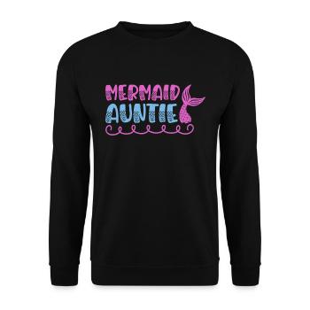 Meerjungfrau Tante Lustige Tante Frauen - Unisex Pullover - Schwarz - Vorne - Alina (178cm) & Michal (187cm)