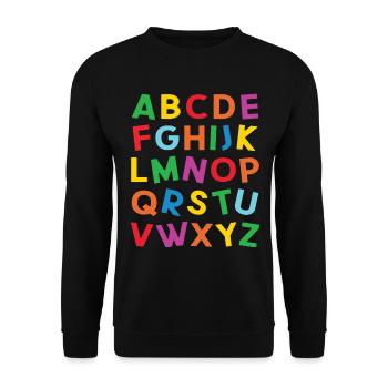 ABC Colorful Alphabet Letters for Reading - Unisex Sweatshirt - black - Front - Alina (178cm) & Michal (187cm)