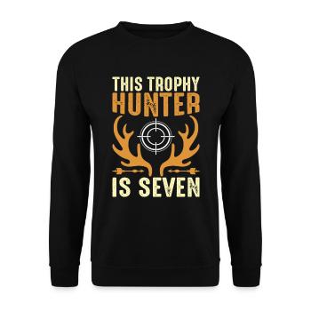 7th Year Hunting Birthday Party for Children, Duck, - Unisex Sweatshirt - black - Front - Alina (178cm) & Michal (187cm)