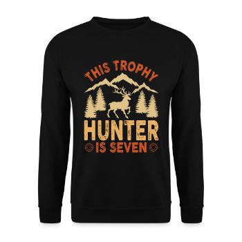 7th Year Hunting Birthday Party for Children, Duck, - Unisex Sweatshirt - black - Front - Alina (178cm) & Michal (187cm)