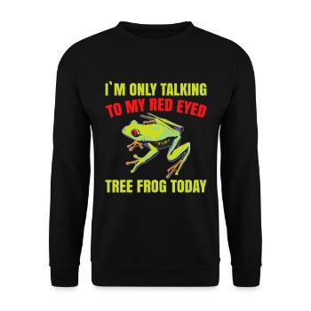 Red-eyed tree frog, rainforest amphibian - Unisex Sweatshirt - black - Front - Alina (178cm) & Michal (187cm)