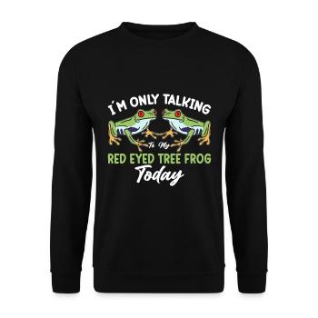 Red-eyed tree frog, rainforest amphibian - Unisex Sweatshirt - black - Front - Alina (178cm) & Michal (187cm)