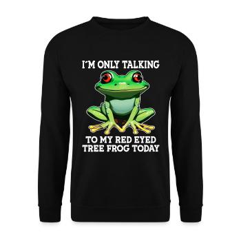 Red-eyed tree frog, rainforest amphibian - Unisex Sweatshirt - black - Front - Alina (178cm) & Michal (187cm)