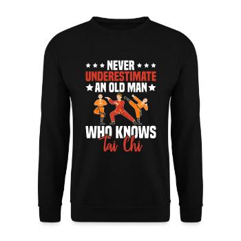 Art du Tai Chi pour les grands-pères, art martial Tai Chi - Sweat-shirt Unisexe - noir - Devant - Alina (178cm) & Michal (187cm)