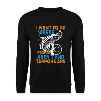 „i Want To Be Where Tarpons Are Fishing Design“ - Unisex Pullover - Schwarz - Vorne - Alina (178cm) & Michal (187cm)