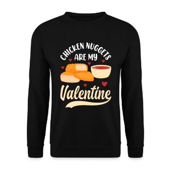 Chicken Nuggets Are My Valentine Retro Stripes - Unisex Sweatshirt - black - Front - Alina (178cm) & Michal (187cm)