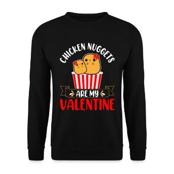 Chicken Nuggets Are My Valentine Retro Stripes - Unisex Sweatshirt - black - Front - Alina (178cm) & Michal (187cm)