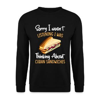Cuban Sandwich au beurre de cacahuète pour hommes et femmes - Sweat-shirt Unisexe - noir - Devant - Alina (178cm) & Michal (187cm)