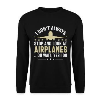 Pilot Flieger Flugzeuge - Unisex Pullover - Schwarz - Vorne - Alina (178cm) & Michal (187cm)