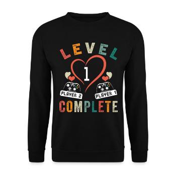 Level 1 Complete 1er Anniversaire Mariage 1 Année - Sweat-shirt Unisexe - noir - Devant - Alina (178cm) & Michal (187cm)