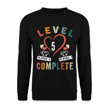 Level 5 Complete 5th Anniversary 5 Years Wedding - Unisex Sweatshirt - black - Front - Alina (178cm) & Michal (187cm)