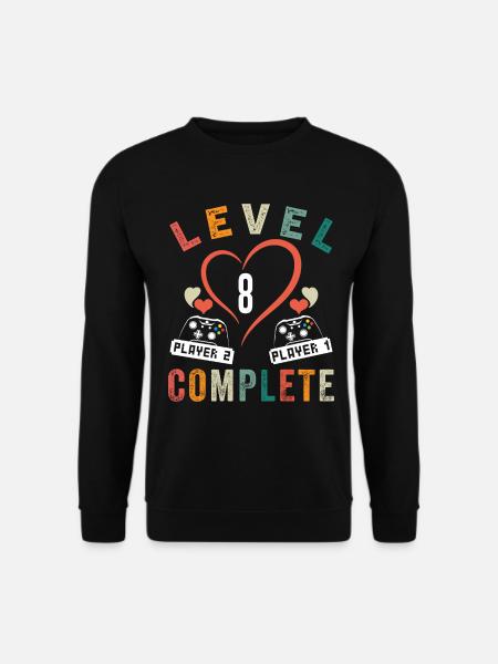 Stufe 8 Abschließen 8. Jubiläum 8 Jahre Hochzeit - Unisex Pullover - Schwarz