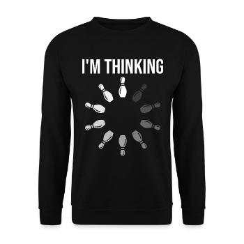 Bowling Spiel Humor Bowling Spieler - Unisex Pullover - Schwarz - Vorne - Alina (178cm) & Michal (187cm)