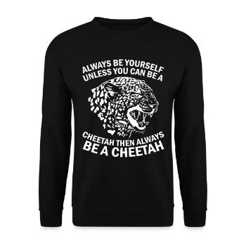 Leopard Portrait Tier - Unisex Pullover - Schwarz - Vorne - Alina (178cm) & Michal (187cm)