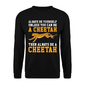 Leopard Portrait Tier - Unisex Pullover - Schwarz - Vorne - Alina (178cm) & Michal (187cm)