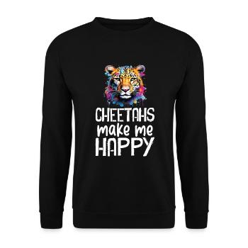 Leopard Portrait Tier - Unisex Pullover - Schwarz - Vorne - Alina (178cm) & Michal (187cm)
