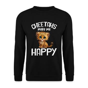 Leopard Portrait Tier - Unisex Pullover - Schwarz - Vorne - Alina (178cm) & Michal (187cm)