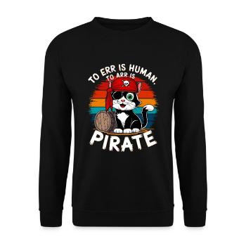 Chat Pirate Costume Carnaval Halloween Anniversaire - Sweat-shirt Unisexe - noir - Devant - Alina (178cm) & Michal (187cm)