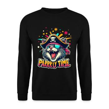 Carnaval Chat Pirate Costume Fête Temps Cologne Alaaf - Sweat-shirt Unisexe - noir - Devant - Alina (178cm) & Michal (187cm)
