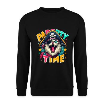 Carnaval Chat Pirate Costume Fête Temps Cologne Alaaf - Sweat-shirt Unisexe - noir - Devant - Alina (178cm) & Michal (187cm)