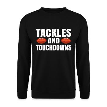 American Football Herren Football Player Kinder - Unisex Pullover - Schwarz - Vorne - Alina (178cm) & Michal (187cm)