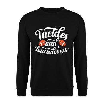 American Football Herren Football Player Kinder - Unisex Pullover - Schwarz - Vorne - Alina (178cm) & Michal (187cm)