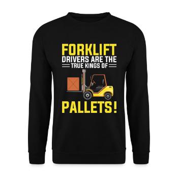 Staplerfahrer Gabelstapler Lagerarbeiter Logistik - Unisex Pullover - Schwarz - Vorne - Alina (178cm) & Michal (187cm)