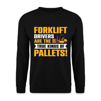 Staplerfahrer Gabelstapler Lagerarbeiter Logistik - Unisex Pullover - Schwarz - Vorne - Alina (178cm) & Michal (187cm)