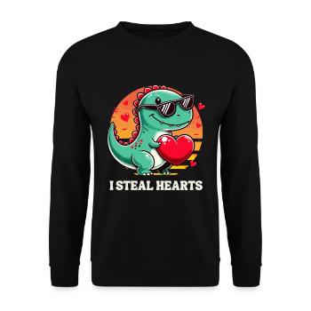 Valentine's Day Dinosaur Heart Relationship Love Fun - Unisex Sweatshirt - black - Front - Alina (178cm) & Michal (187cm)