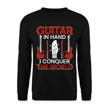Acoustic Guitar Player Music Band Gitarrist - Unisex Pullover - Schwarz - Vorne - Alina (178cm) & Michal (187cm)
