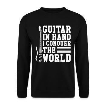 Acoustic Guitar Player Music Band Gitarrist - Unisex Pullover - Schwarz - Vorne - Alina (178cm) & Michal (187cm)