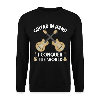 Acoustic Guitar Player Music Band Gitarrist - Unisex Pullover - Schwarz - Vorne - Alina (178cm) & Michal (187cm)
